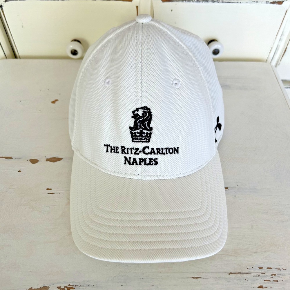 The Ritz Carlton Naples Under Armour Mens Hat Cap White Black Embroidered Med/Lg
